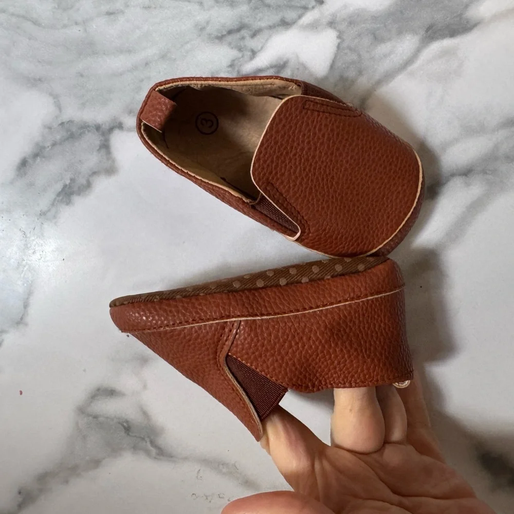 Brown Kids Slip-On Shoes baby boy and girl size 3 infant